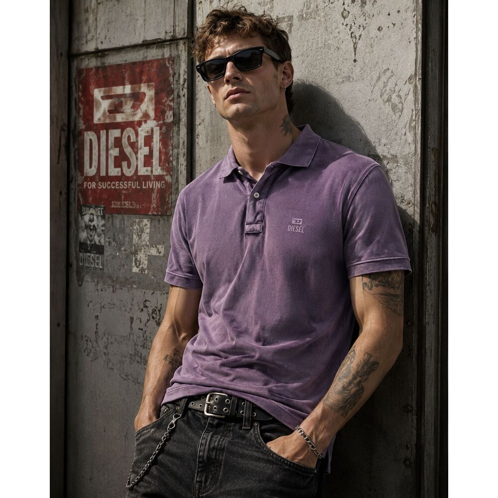 DIESEL Purple 100% Cotton Short Sleeve Polo Shirt Top   Mens Size XXL